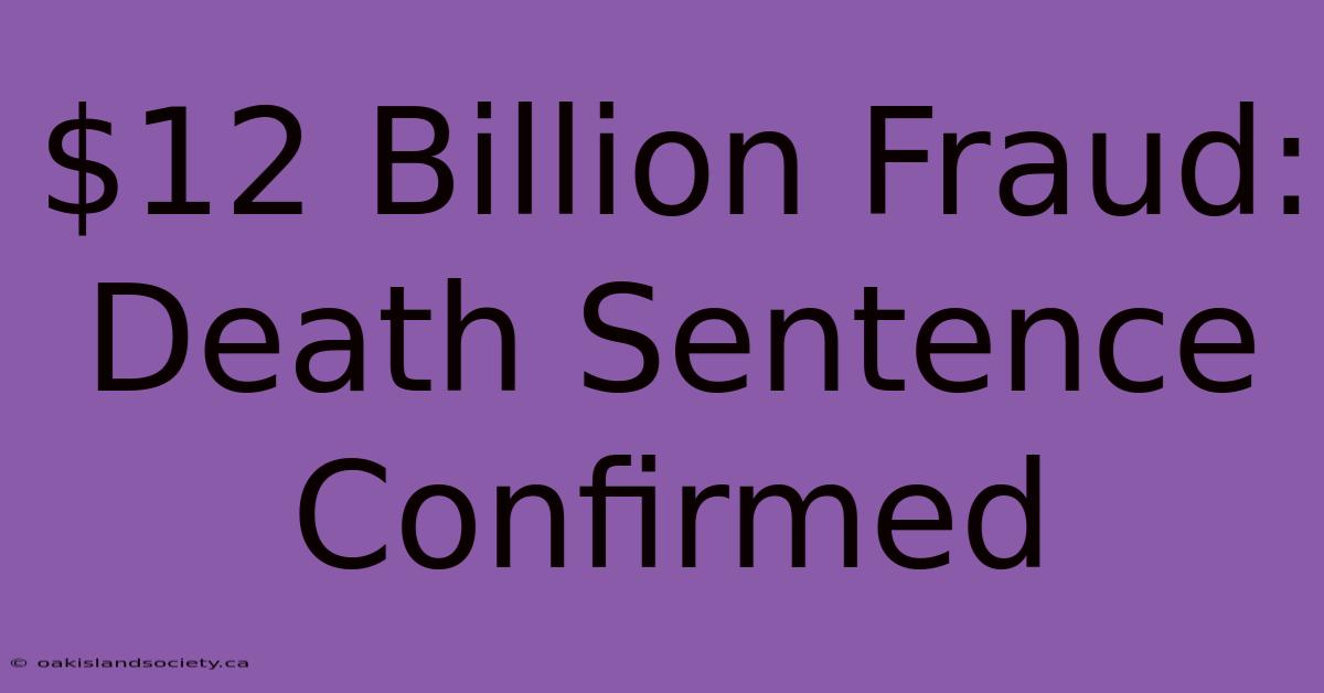 $12 Billion Fraud: Death Sentence Confirmed