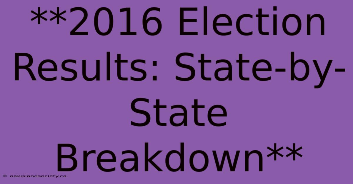 **2016 Election Results: State-by-State Breakdown**