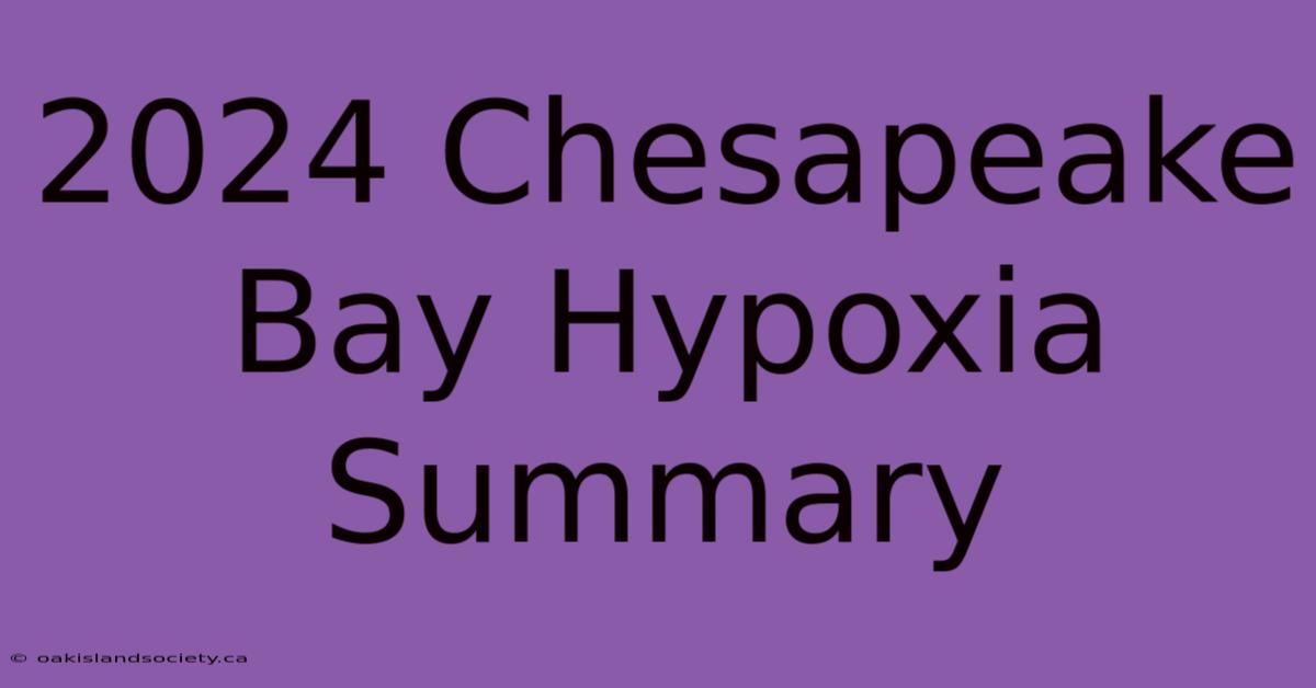 2024 Chesapeake Bay Hypoxia Summary