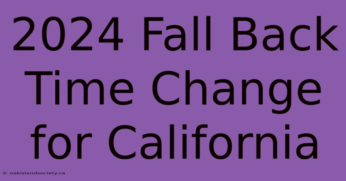 2024 Fall Back Time Change For California 