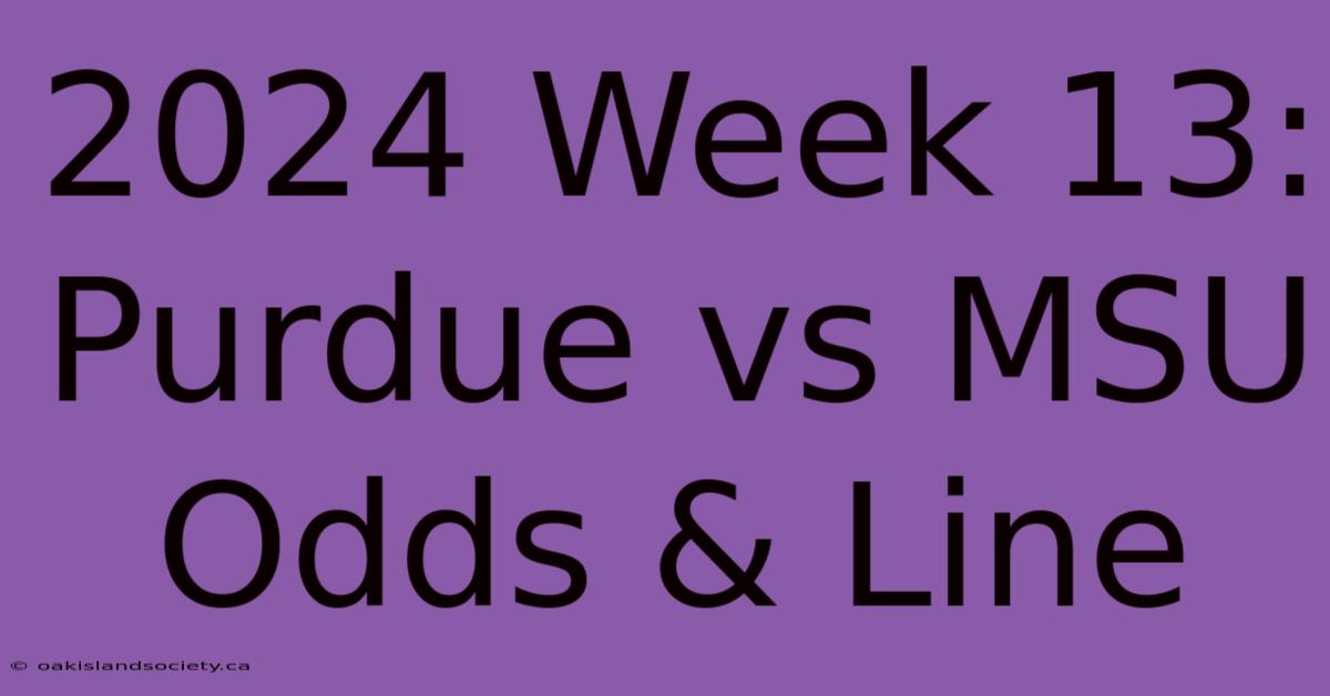 2024 Week 13: Purdue Vs MSU Odds & Line