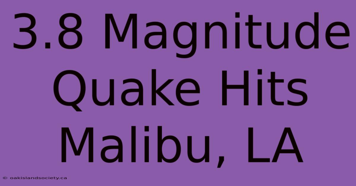 3.8 Magnitude Quake Hits Malibu, LA