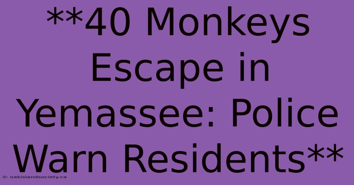 **40 Monkeys Escape In Yemassee: Police Warn Residents** 