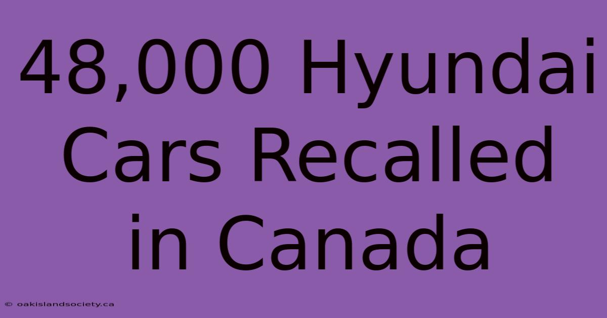 48,000 Hyundai Cars Recalled In Canada