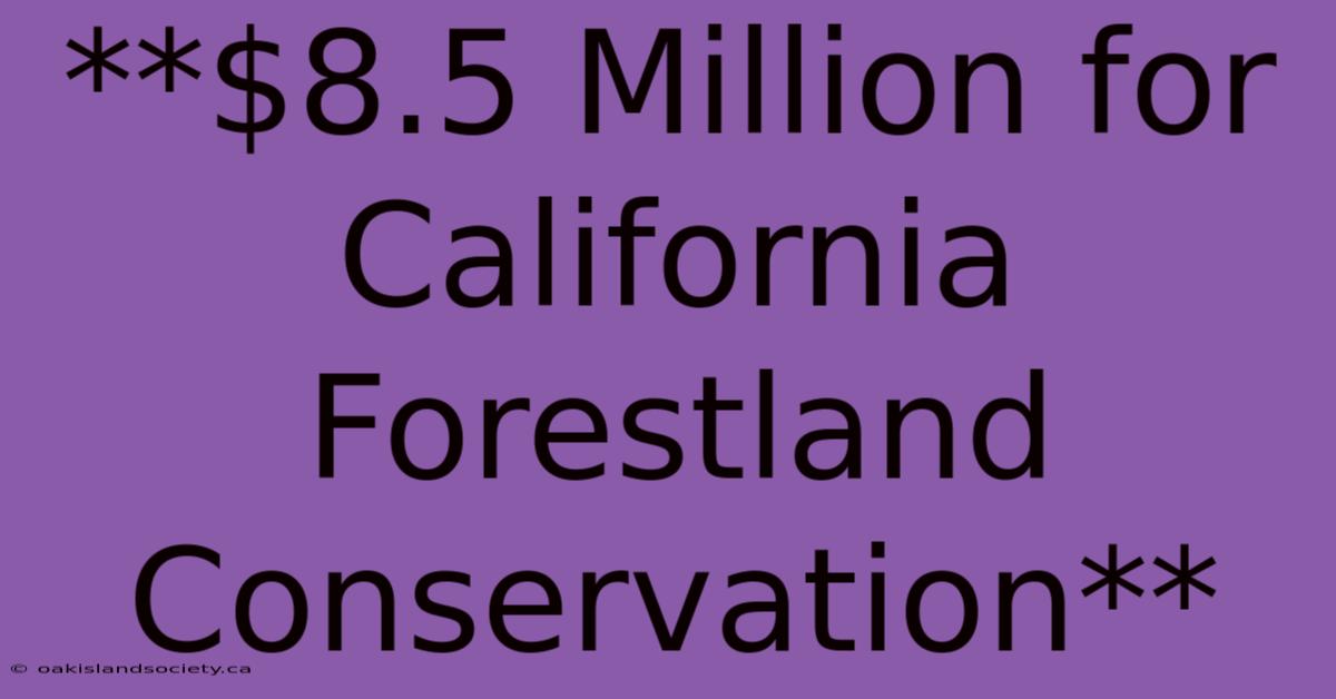 **$8.5 Million For California Forestland Conservation**