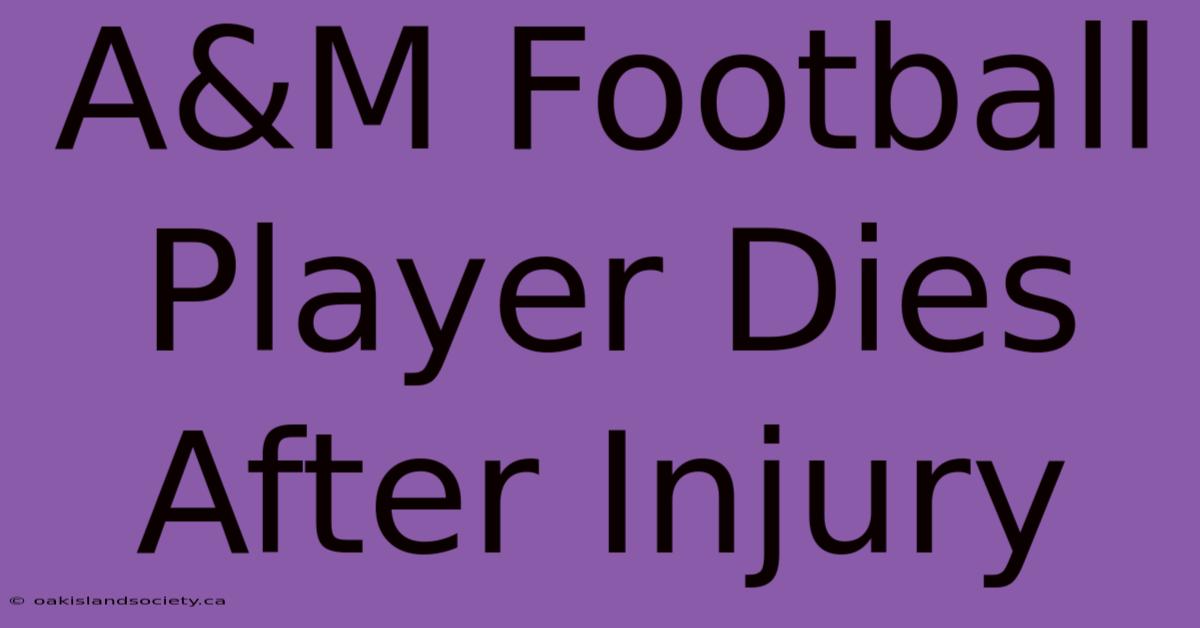 A&M Football Player Dies After Injury