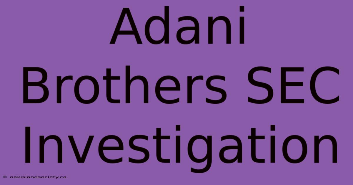 Adani Brothers SEC Investigation