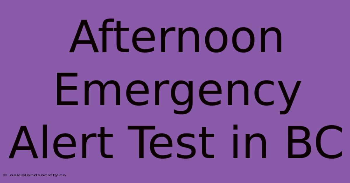 Afternoon Emergency Alert Test In BC