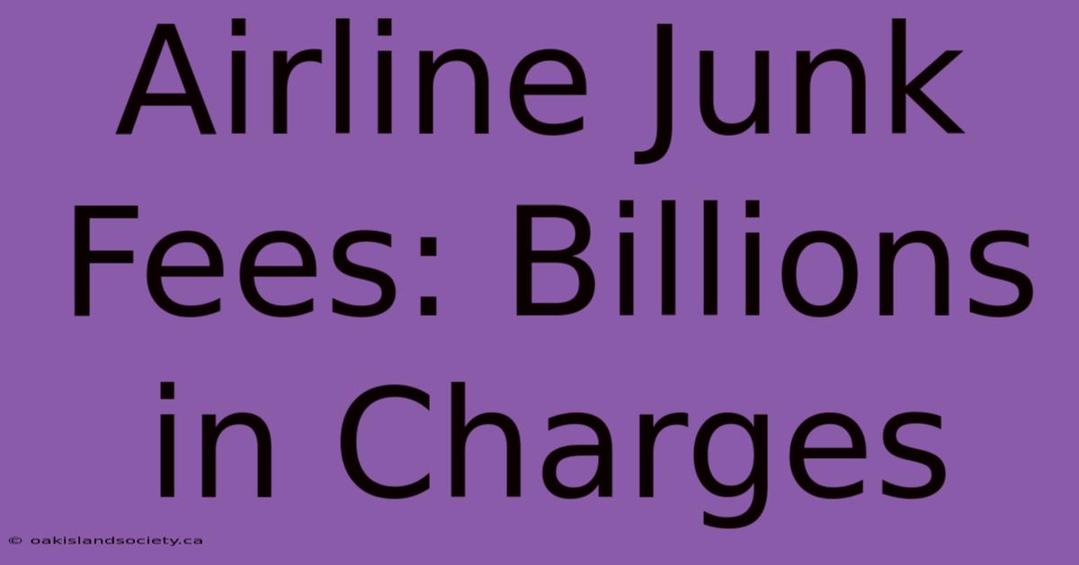 Airline Junk Fees: Billions In Charges