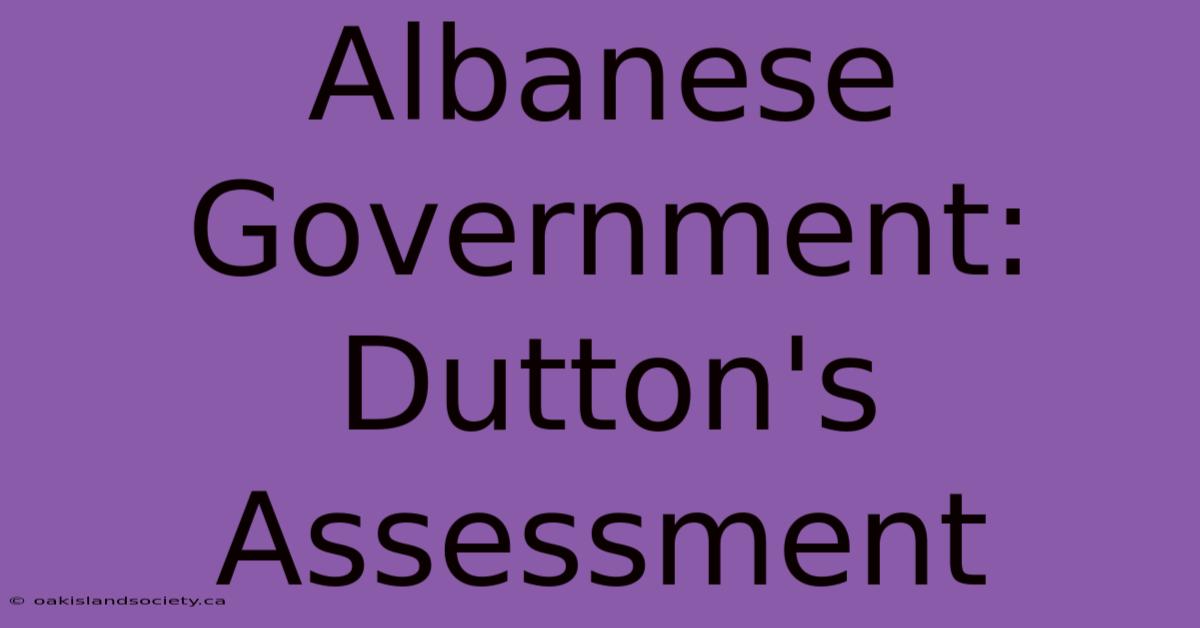 Albanese Government: Dutton's Assessment