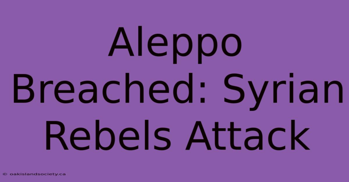 Aleppo Breached: Syrian Rebels Attack