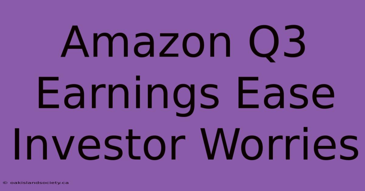 Amazon Q3 Earnings Ease Investor Worries