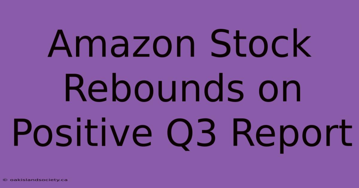 Amazon Stock Rebounds On Positive Q3 Report