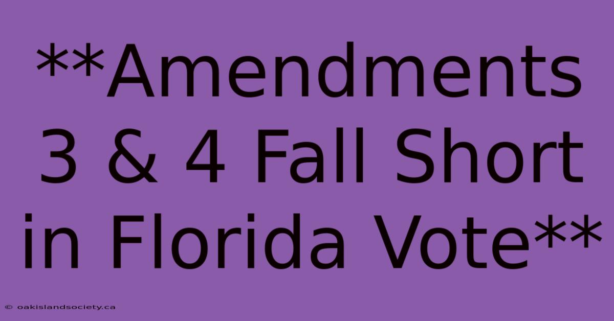 **Amendments 3 & 4 Fall Short In Florida Vote** 