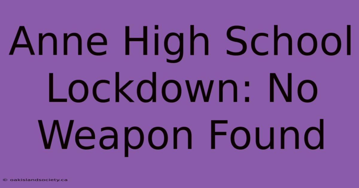 Anne High School Lockdown: No Weapon Found