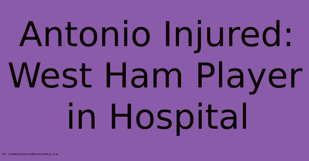 Antonio Injured: West Ham Player In Hospital