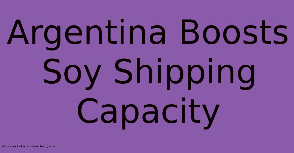 Argentina Boosts Soy Shipping Capacity