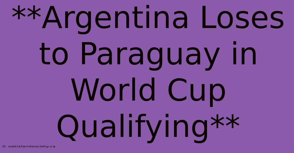 **Argentina Loses To Paraguay In World Cup Qualifying** 