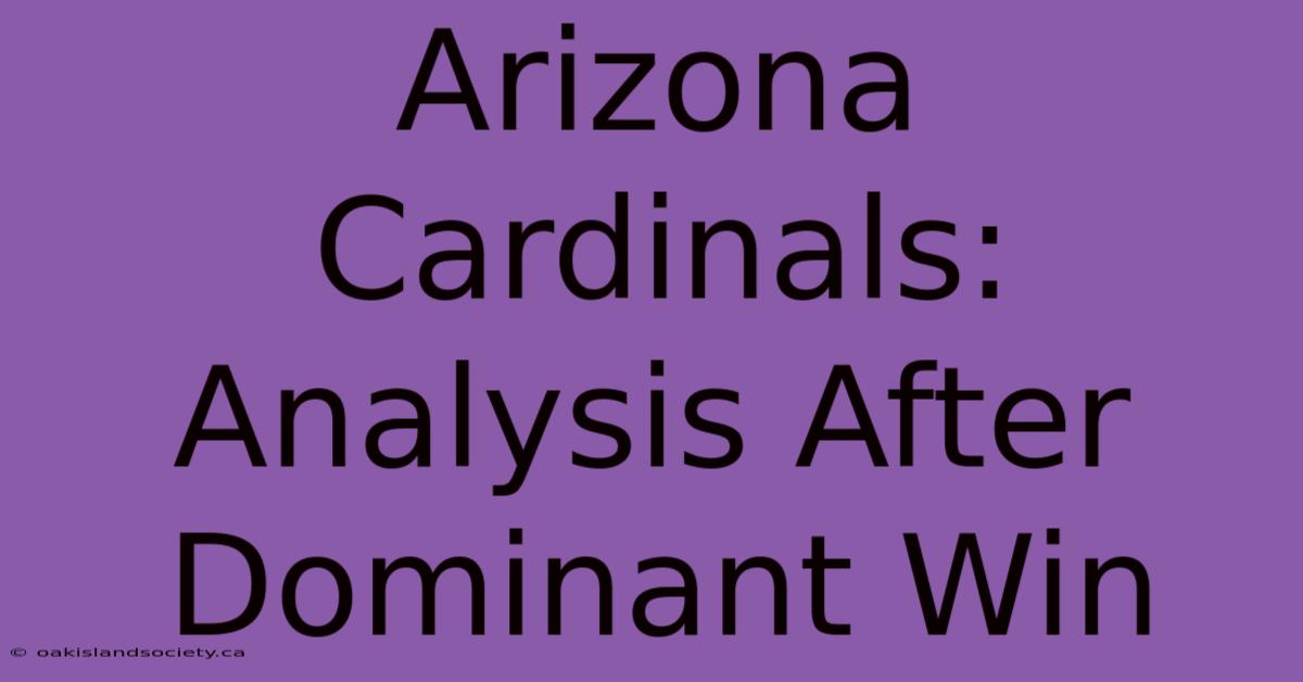 Arizona Cardinals:  Analysis After Dominant Win 