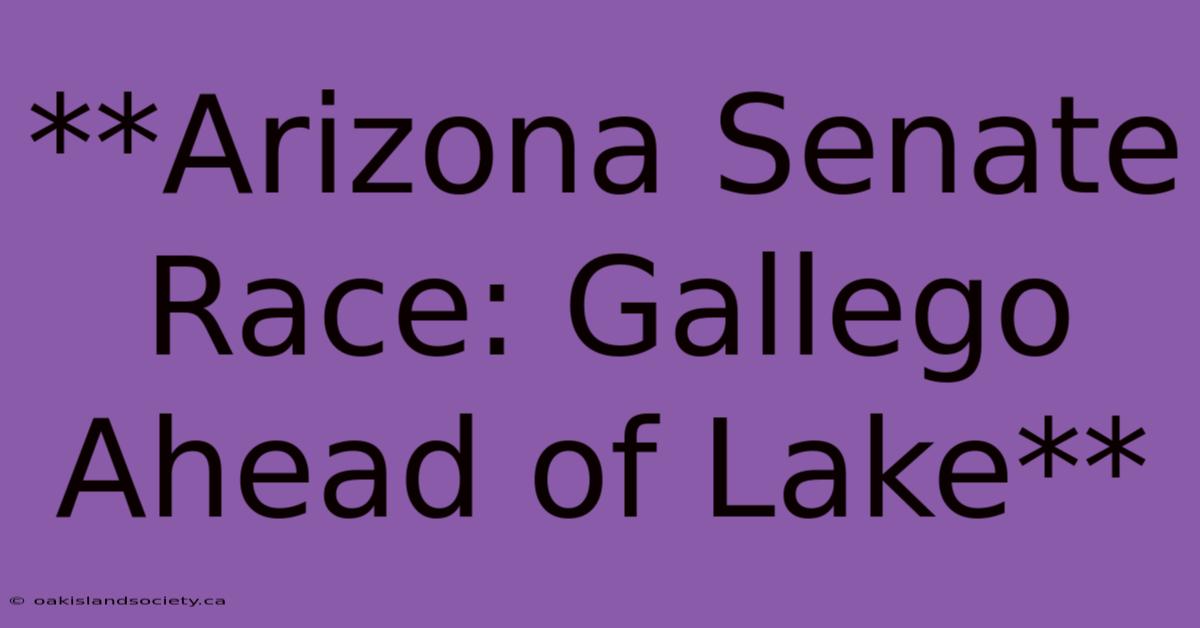 **Arizona Senate Race: Gallego Ahead Of Lake**