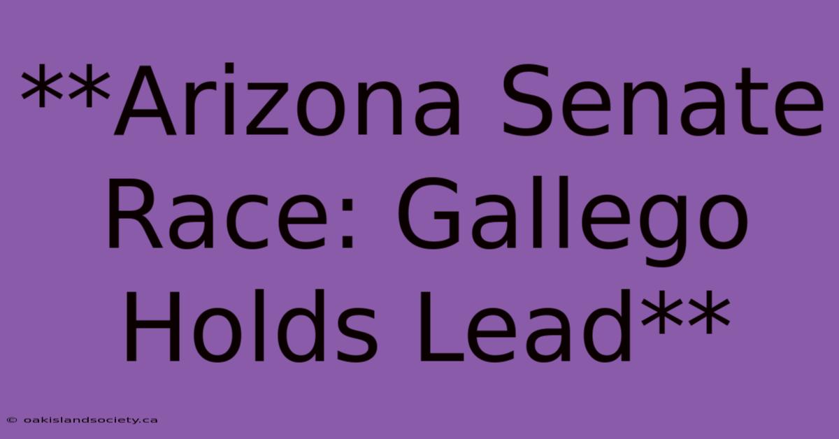 **Arizona Senate Race: Gallego Holds Lead** 