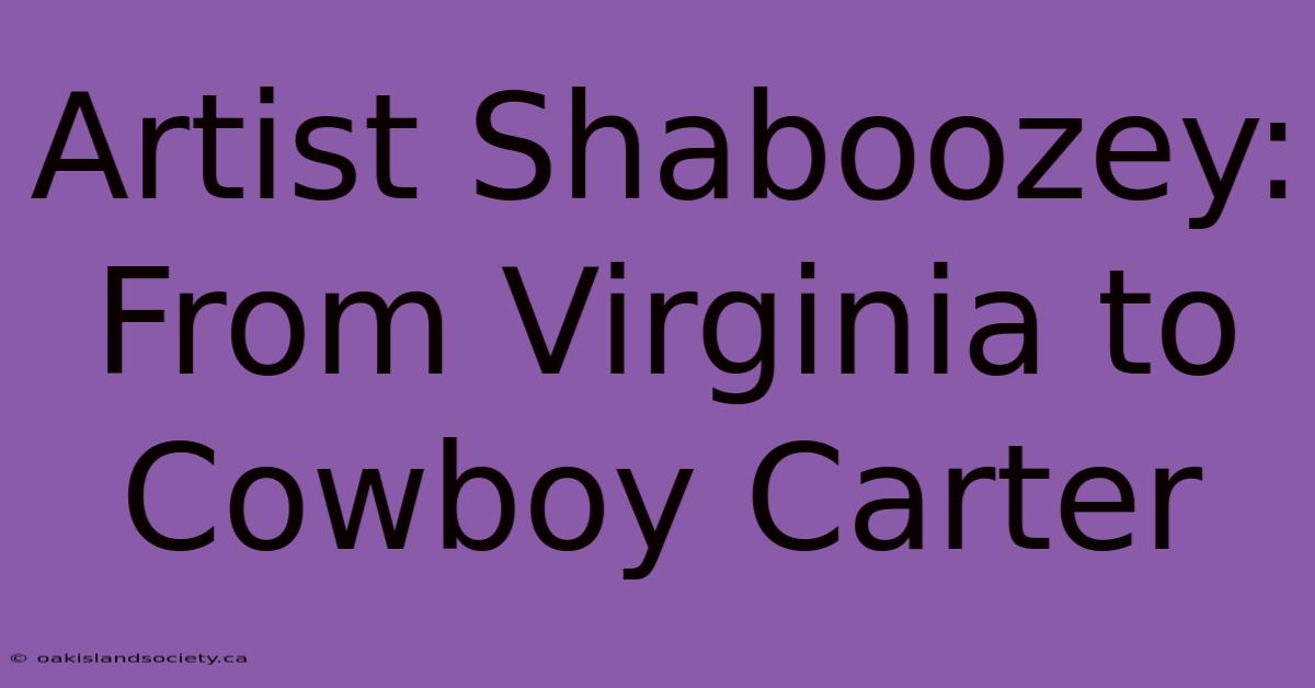 Artist Shaboozey: From Virginia To Cowboy Carter