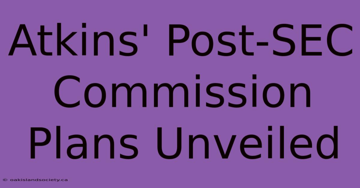 Atkins' Post-SEC Commission Plans Unveiled