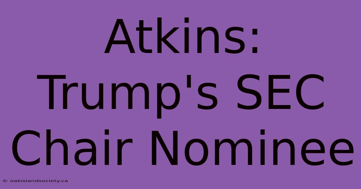 Atkins: Trump's SEC Chair Nominee