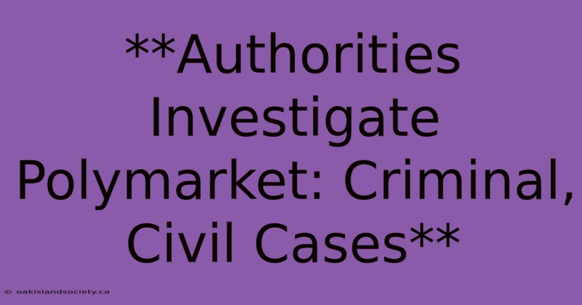 **Authorities Investigate Polymarket: Criminal, Civil Cases** 