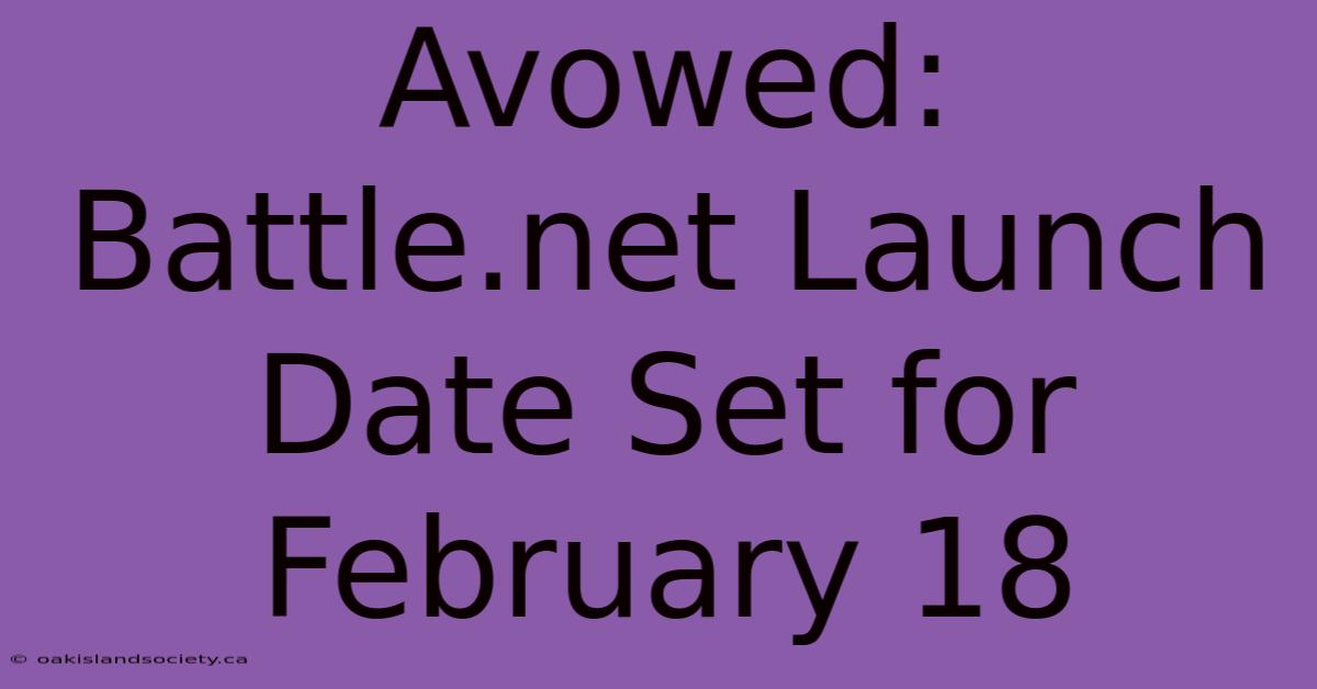 Avowed: Battle.net Launch Date Set For February 18