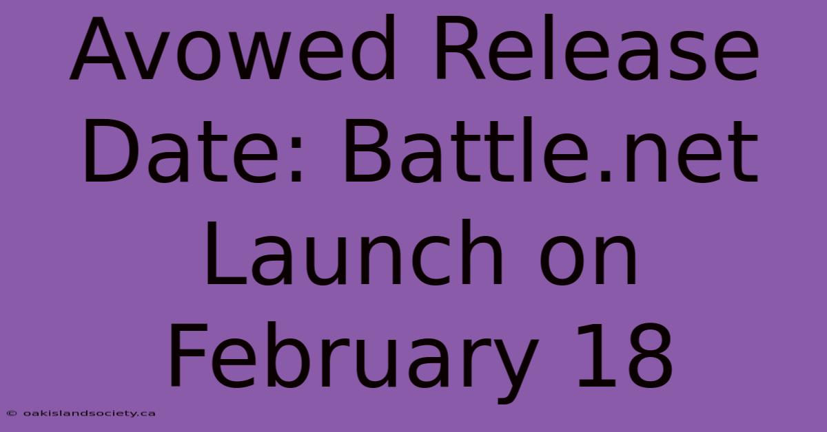 Avowed Release Date: Battle.net Launch On February 18 