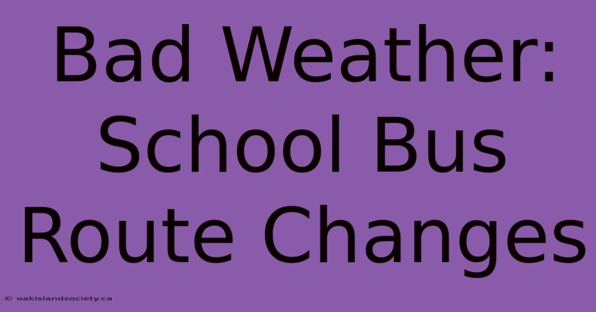 Bad Weather: School Bus Route Changes