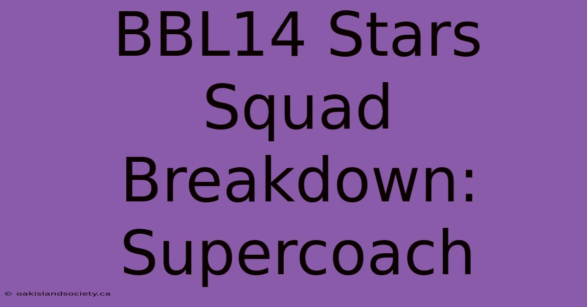 BBL14 Stars Squad Breakdown: Supercoach