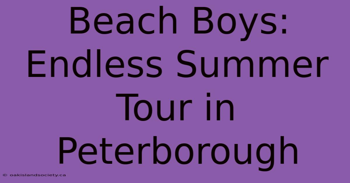 Beach Boys: Endless Summer Tour In Peterborough