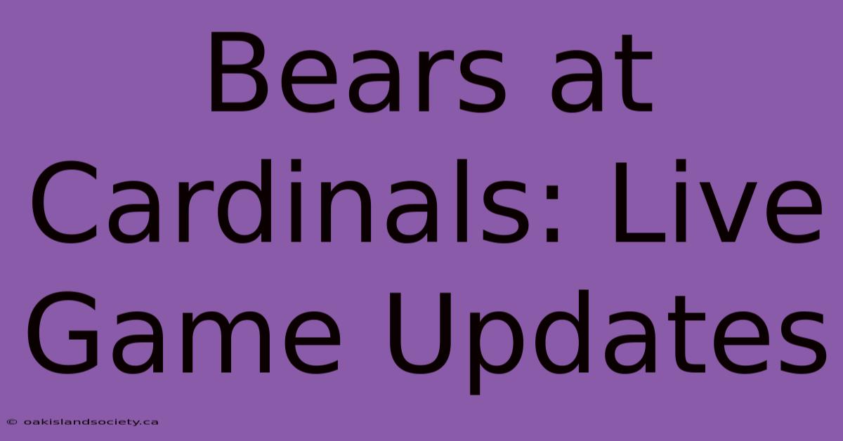 Bears At Cardinals: Live Game Updates