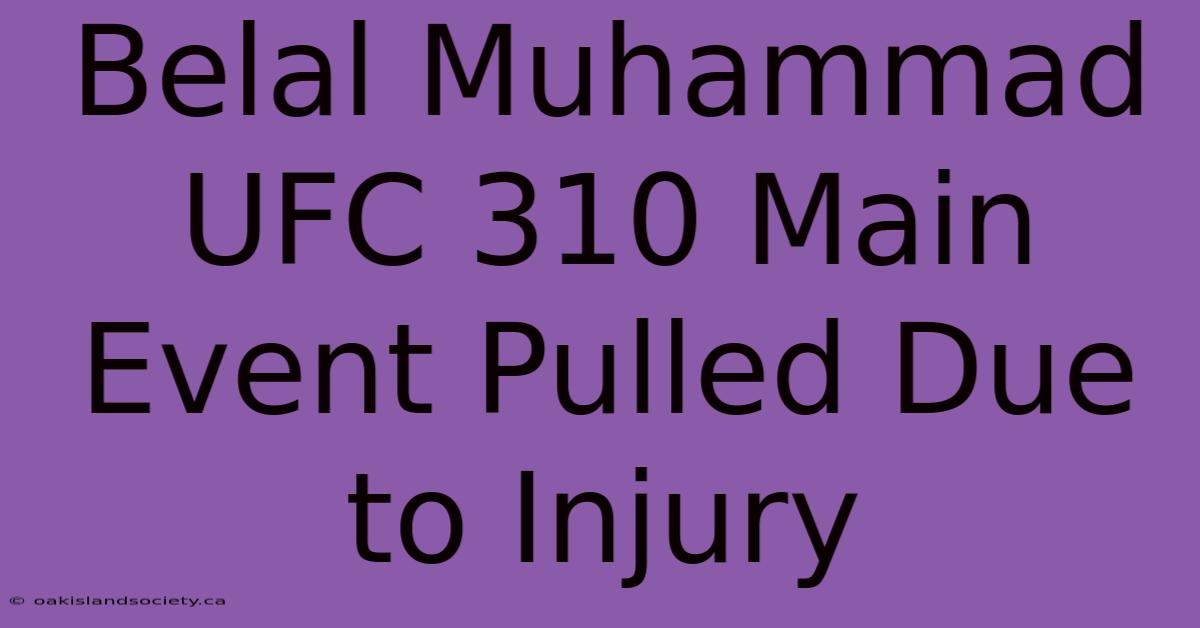 Belal Muhammad UFC 310 Main Event Pulled Due To Injury