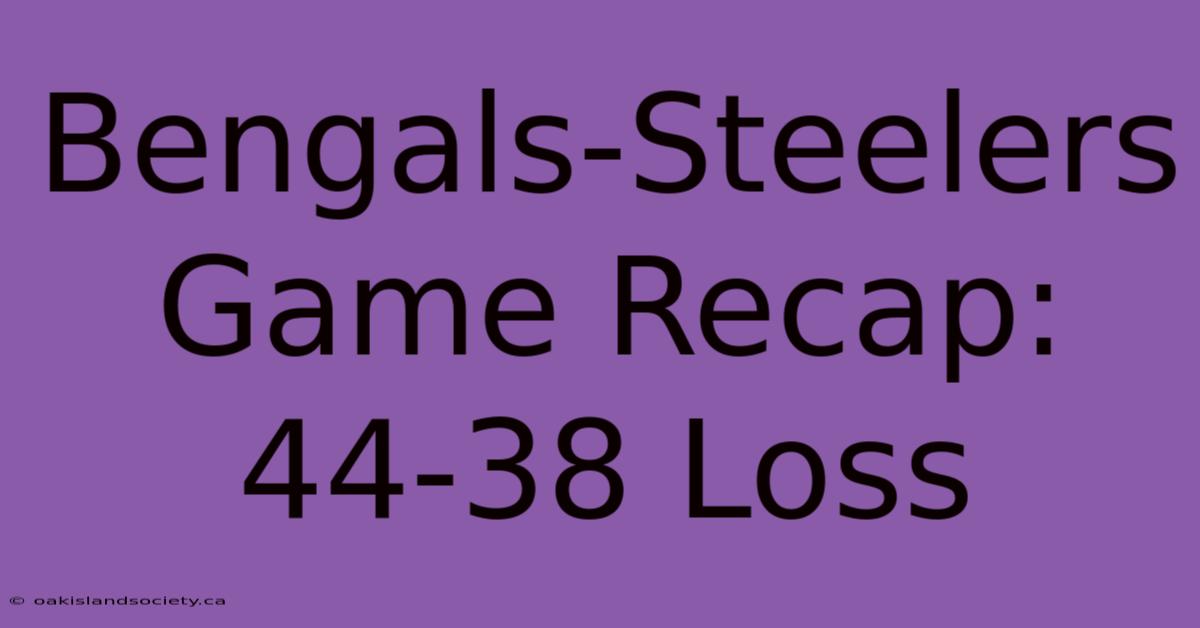 Bengals-Steelers Game Recap: 44-38 Loss