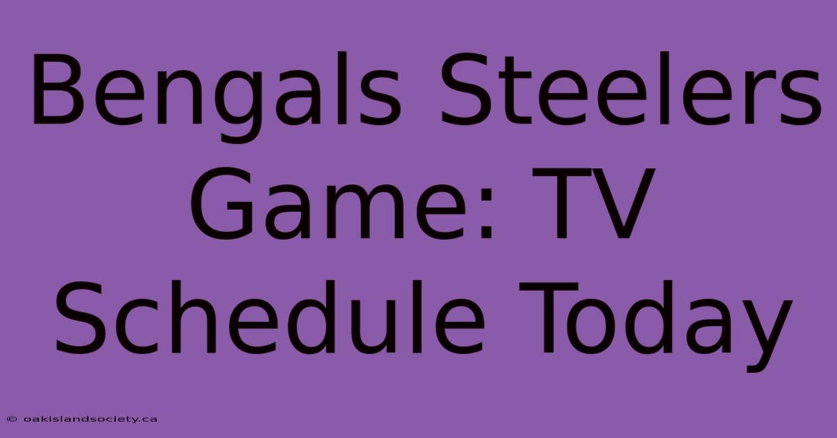 Bengals Steelers Game: TV Schedule Today