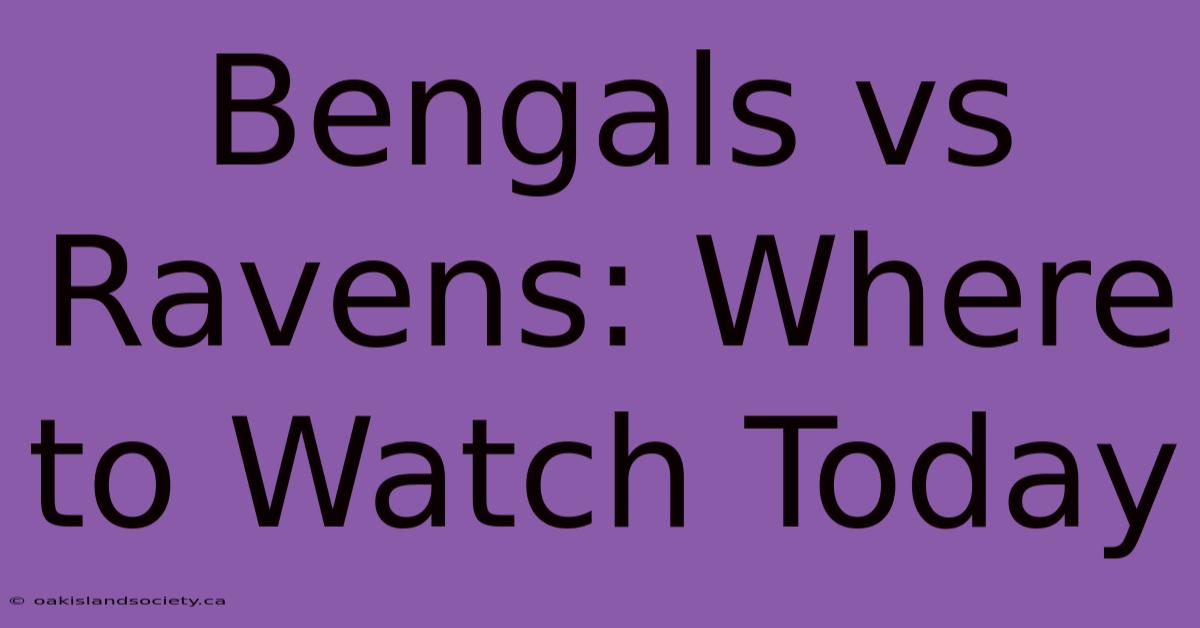 Bengals Vs Ravens: Where To Watch Today 