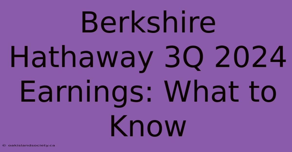 Berkshire Hathaway 3Q 2024 Earnings: What To Know