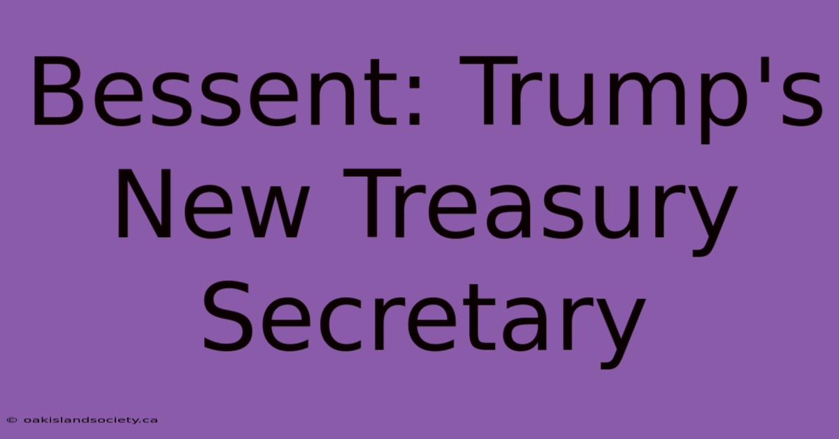 Bessent: Trump's New Treasury Secretary