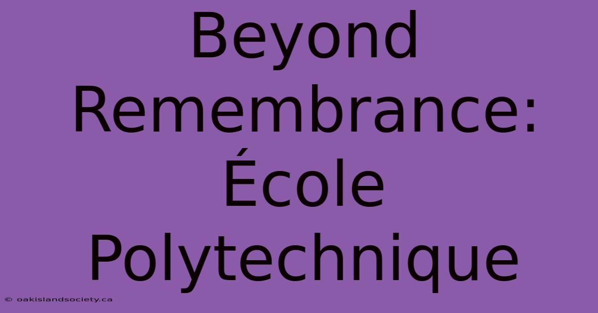 Beyond Remembrance: École Polytechnique