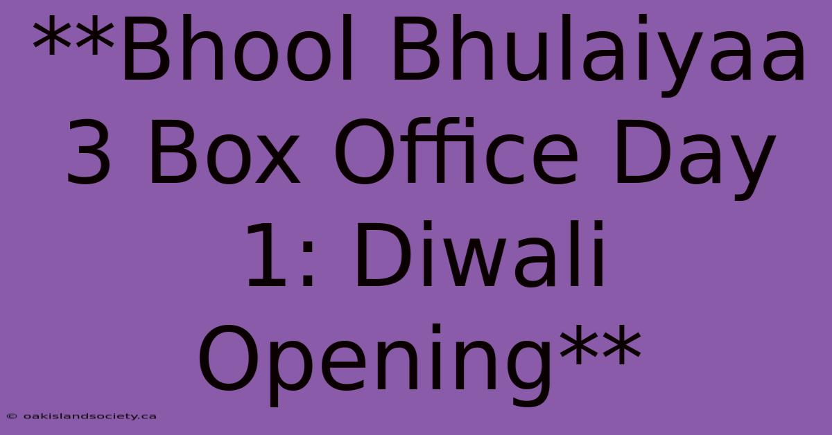 **Bhool Bhulaiyaa 3 Box Office Day 1: Diwali Opening**