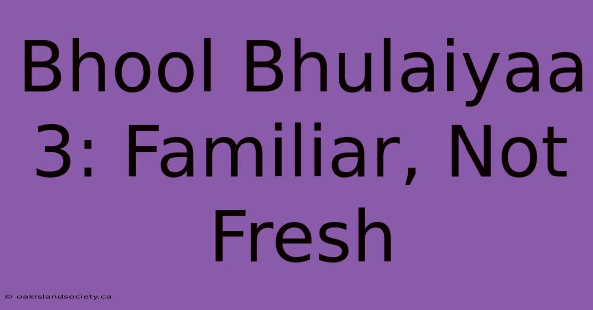 Bhool Bhulaiyaa 3: Familiar, Not Fresh