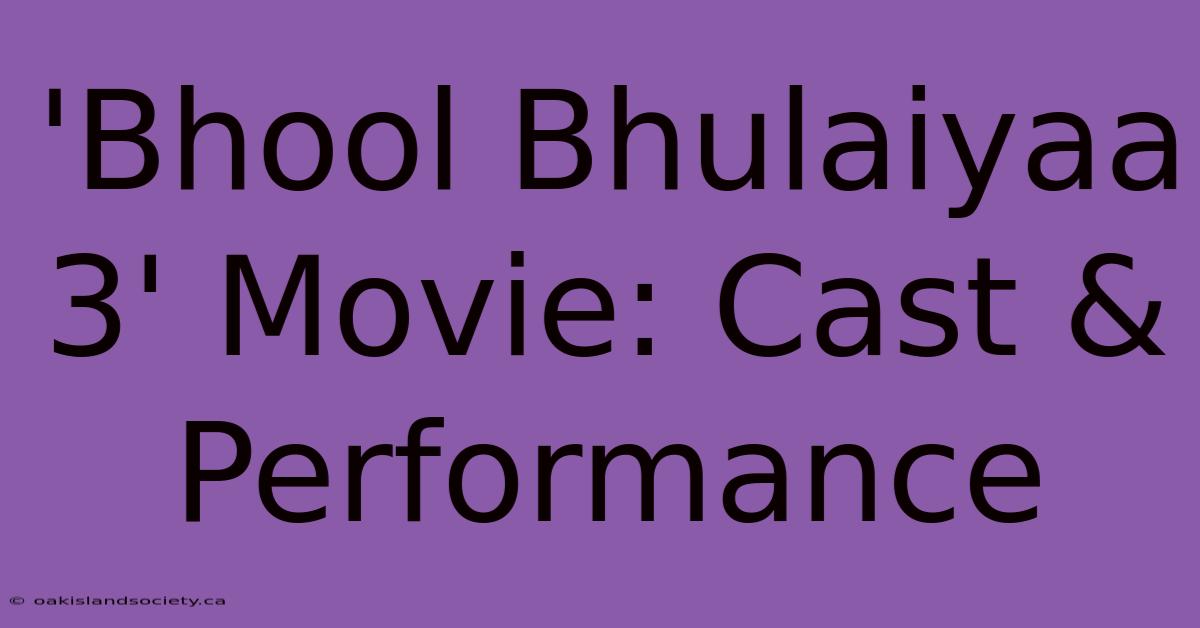 'Bhool Bhulaiyaa 3' Movie: Cast & Performance