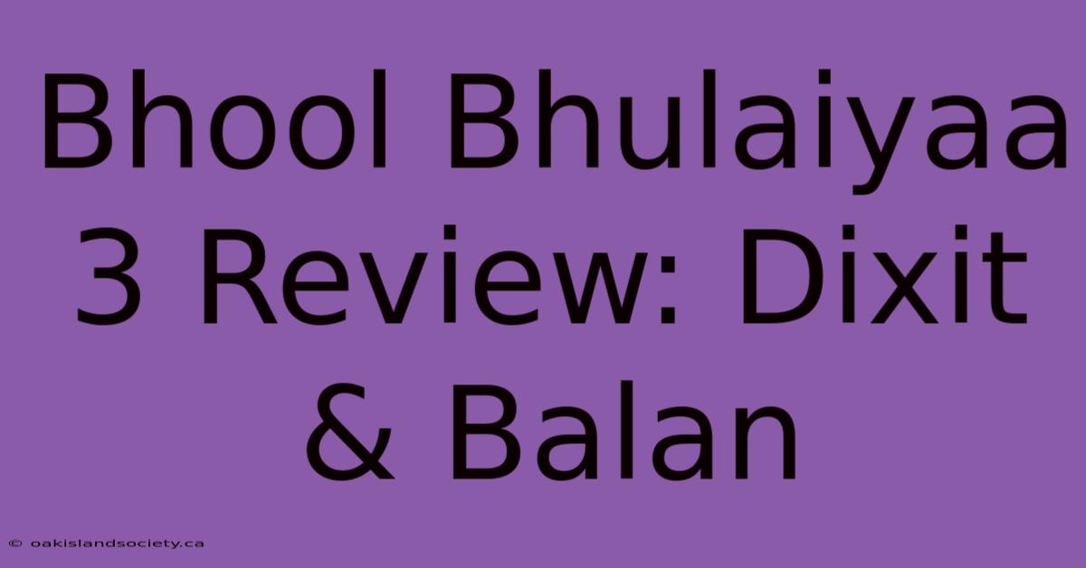 Bhool Bhulaiyaa 3 Review: Dixit & Balan