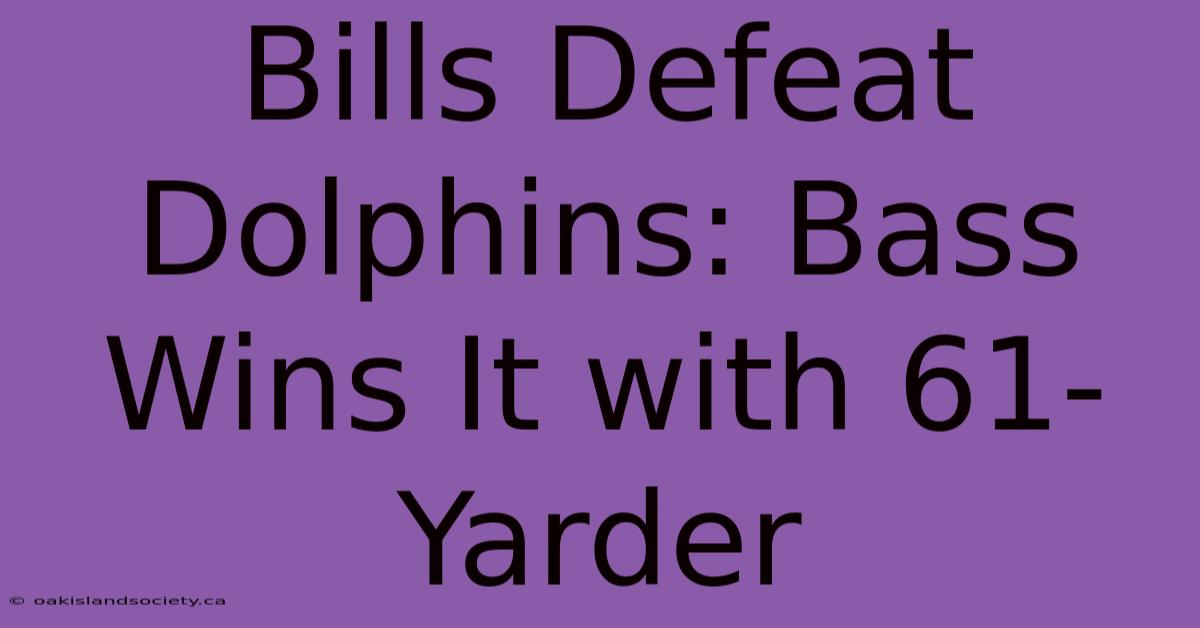 Bills Defeat Dolphins: Bass Wins It With 61-Yarder