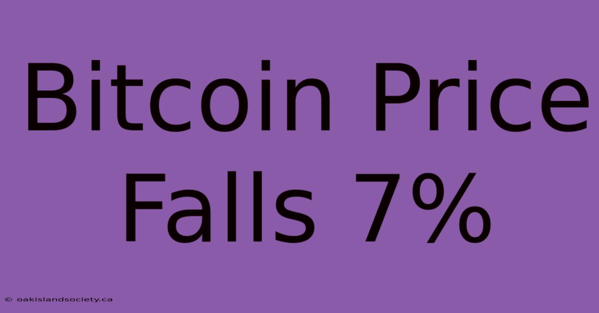 Bitcoin Price Falls 7%