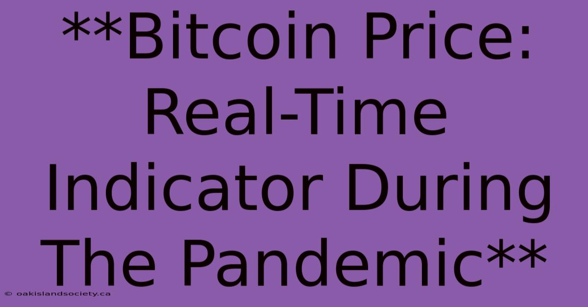 **Bitcoin Price: Real-Time Indicator During The Pandemic**