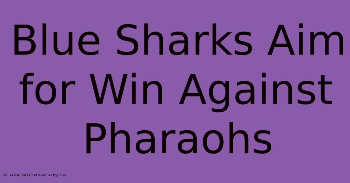 Blue Sharks Aim For Win Against Pharaohs